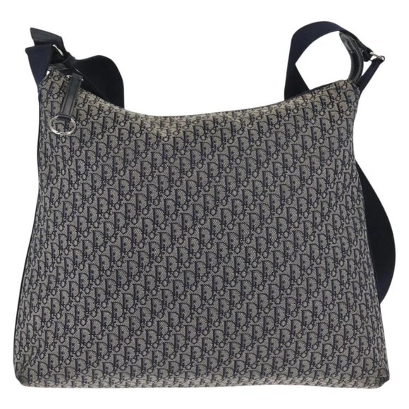Christian Dior Trotter Canvas Shoulder Bag Navy Auth hk2969